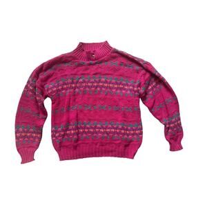 Vintage Women's Alps Fine Women Apparel‎ Pink Boxy Split Neck Sweater XL